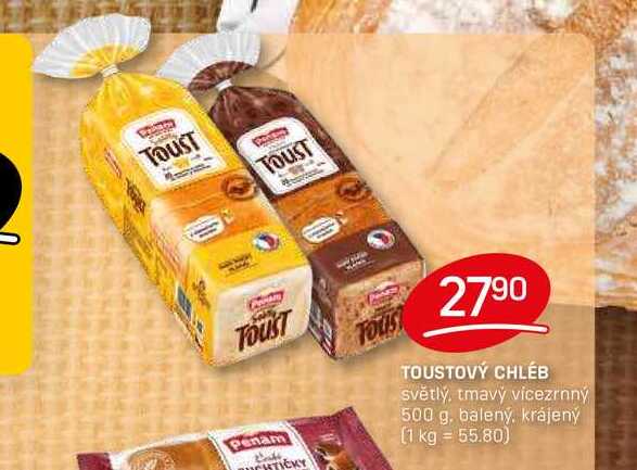 TOUSTOVÝ CHLÉB světlý, tmavý vícezrnný 500 g