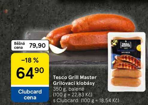 Tesco Grill Master Grilovací klobásy, 350 g 