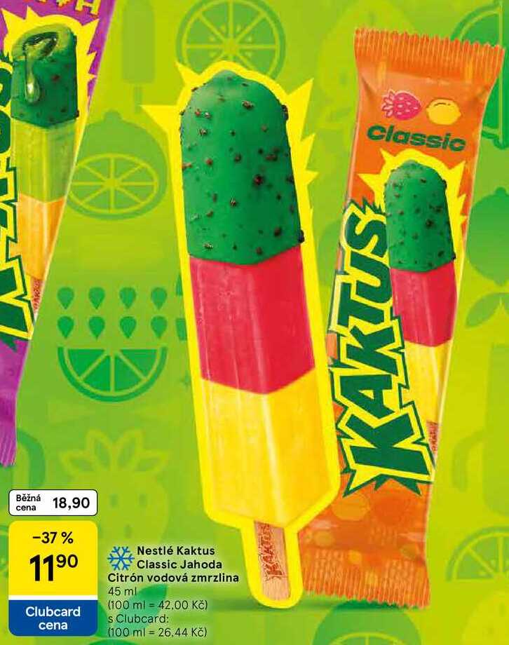 Nestlé Kaktus Classic Jahoda Citrón vodová zmrzlina, 45 ml 