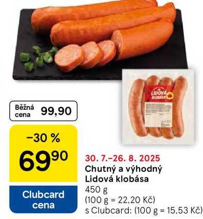Chutný a výhodný Lidová klobása, 450 g 