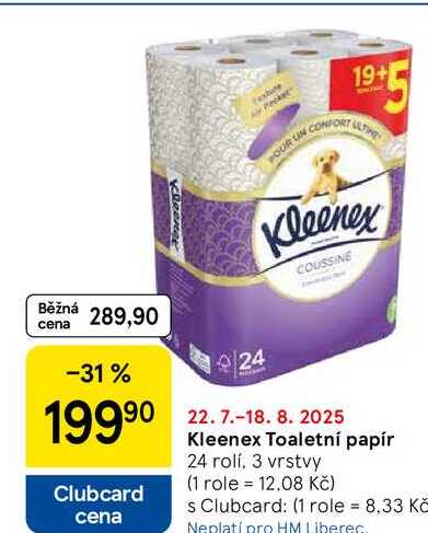 Kleenex Toaletní papír, 24 rolí, 3 vrstvy  