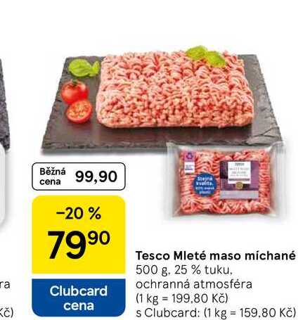 Tesco Mleté maso míchané, 500 g. 25 % tuku