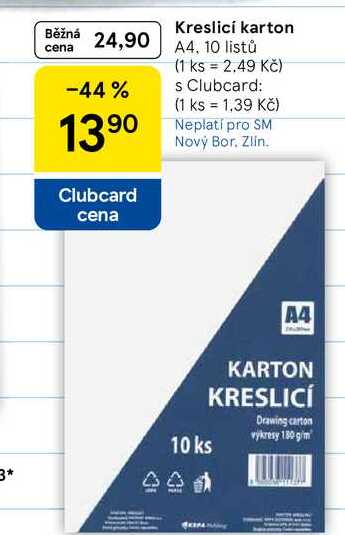 Kreslici karton A4, 10 listů