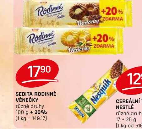 SEDITA RODINNÉ VĚNEČKY různé druhy 100g