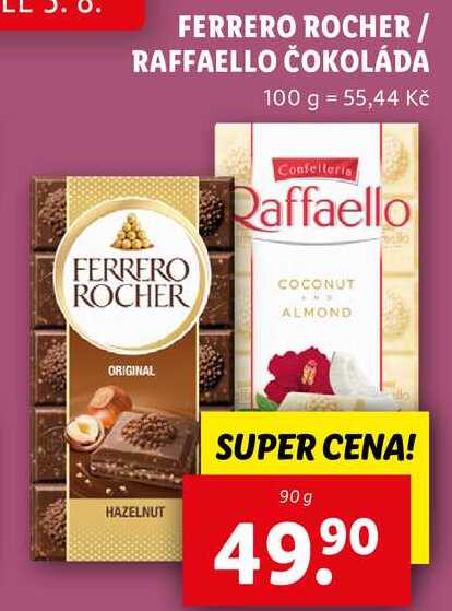 FERRERO ROCHER/RAFFAELLO ČOKOLÁDA, 90 g