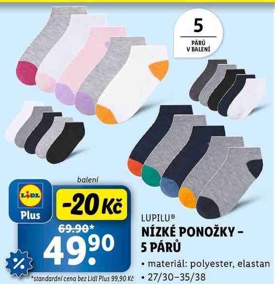 NÍZKÉ PONOŽKY -5 PÁRŮ