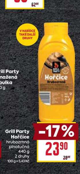 Grill Party Hořčice hrubozrnná plnotučná 440 g