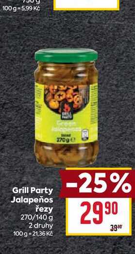 Grill Party Jalapeños řezy 270/140 g 
