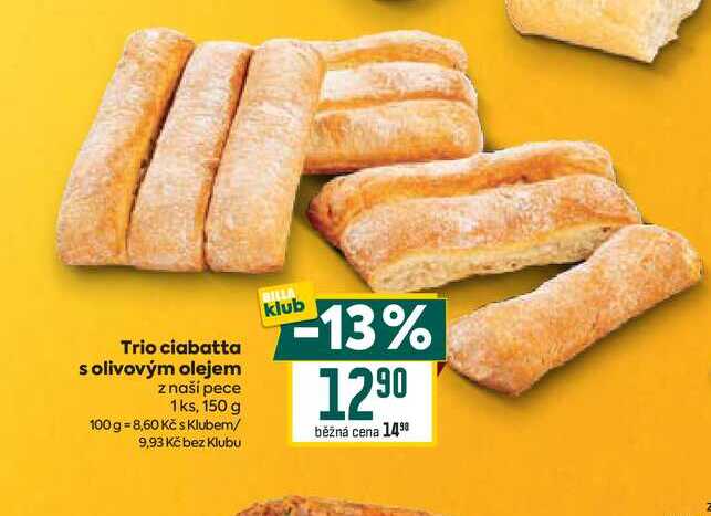 Trio ciabatta s olivovým olejem z naší pece 1ks, 150 g 