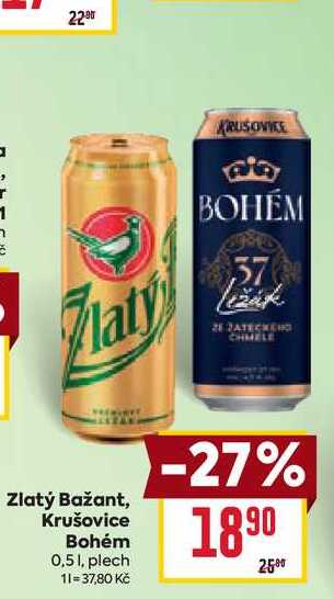 Krušovice Bohém 0,51, plech 