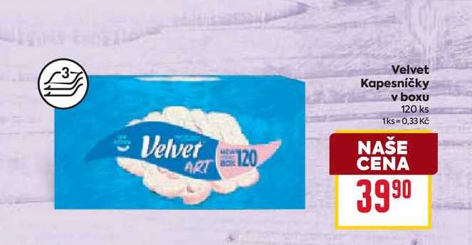 Velvet Kapesníčky v boxu 120 ks