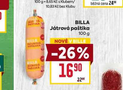 BILLA Játrová paštika 100g 