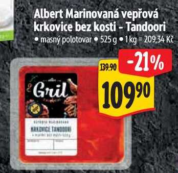 Albert Marinovaná vepřová krkovice bez kosti - Tandoori, 525 g