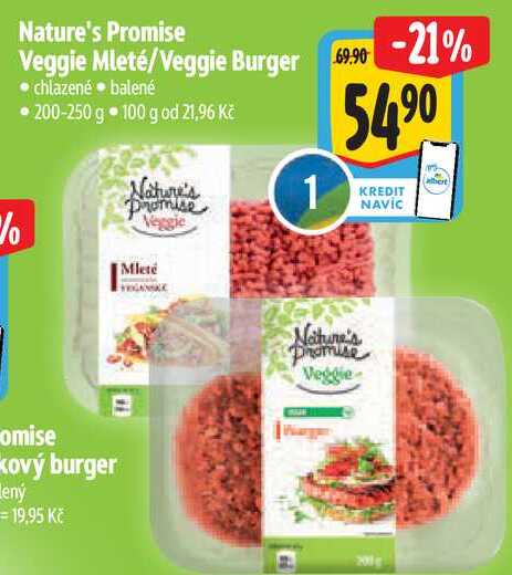 Nature's Promise Veggie Mleté/Veggie Burger, 200-250 g