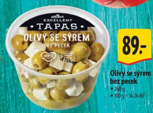 Olivy se sýrem bez pecek, 260 g