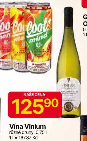 Vína Vinium různé druhy, 0,75l