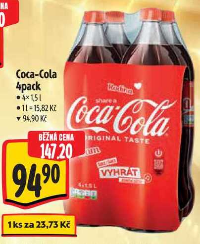 Coca-Cola 4pack, 4x 1,5 l