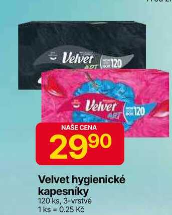 Velvet hygienické kapesníky 120 ks, 3-vrstvé