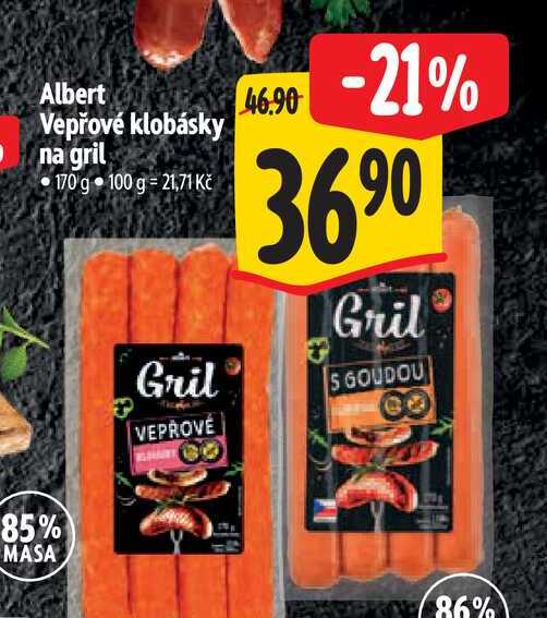 Albert Vepřové klobásky na gril 170 g 