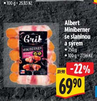 Albert Miniberner se slaninou a sýrem 250 g