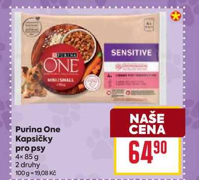 Purina One Kapsičky pro psy 4× 85 g 