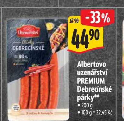  Albertovo uzenářství PREMIUM Debrecínské párky 200 g