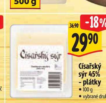  Císařský sýr 45% - plátky 100 g  