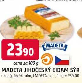 JIHOČESKÝ EIDAM SÝR uzený, 44% tuku, 100 g