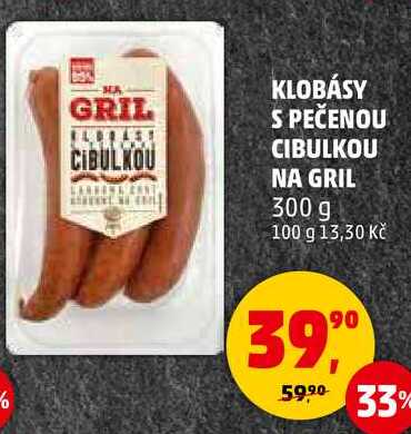 KLOBÁSY S PEČENOU CIBULKOU NA GRIL, 300 g 
