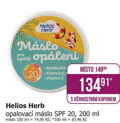 Helios Herb opalovací máslo SPF 20, 200 ml 