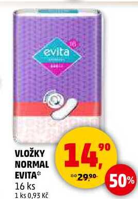 VLOŽKY NORMAL EVITA, 16 ks 