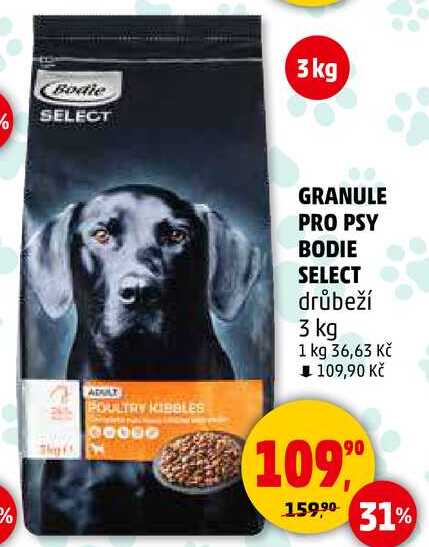 GRANULE PRO PSY BODIE SELECT drůbeží, 3 kg 