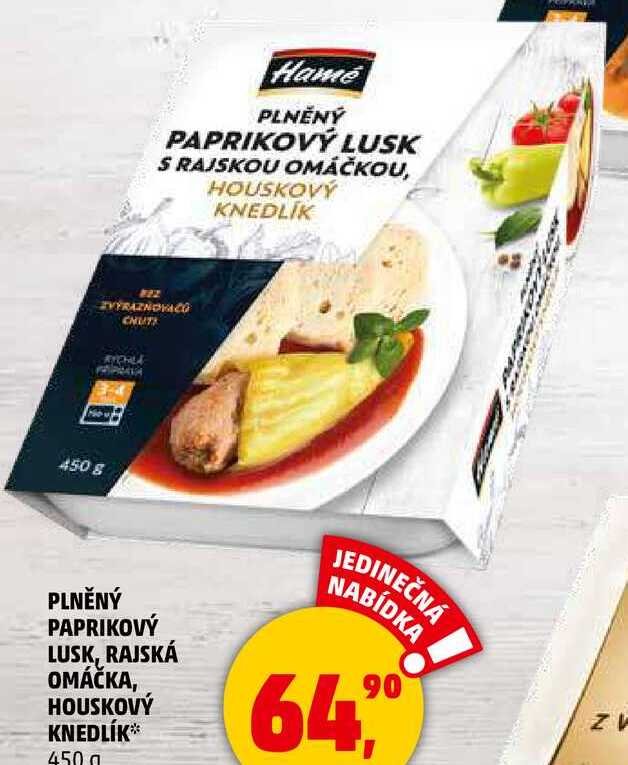 PLNĚNÝ PAPRIKOVÝ LUSK S RAJSKOU OMÁČKOU, HOUSKOVÝ KNEDLÍK, 450 g