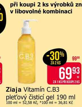 Ziaja Vitamín C.B3 pleťový čisticí gel 190 ml