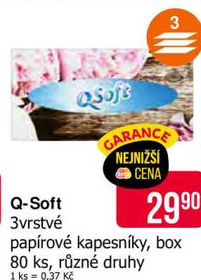 Q-Soft papírové kapesníky, box 80 ks, různé druhy
