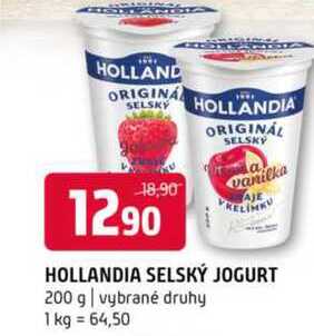 HOLLANDIA SELSKÝ JOGURT 200 g vybrané druhy 