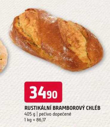 RUSTIKÁLNÍ BRAMBOROVÝ CHLÉB 405 g pečivo dopečené 