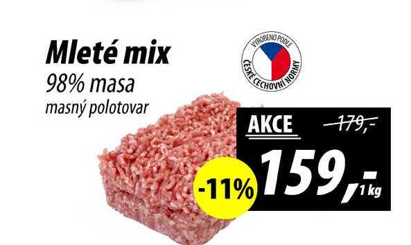 Mleté mix 98% masa masný polotovar, 1 kg 
