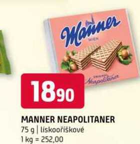 MANNER NEAPOLITANER 75 g liskooříškové 