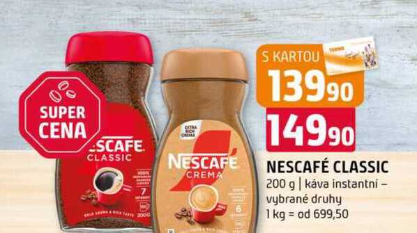 NESCAFÉ CLASSIC 200 g káva instantní vybrané druhy 