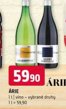 ÁRIE vino vybrané druhy 1l