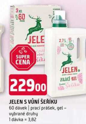JELEN S VŮNÍ ŠEŘÍKU 60 dávek prací prášek, gel vybrané druhy 