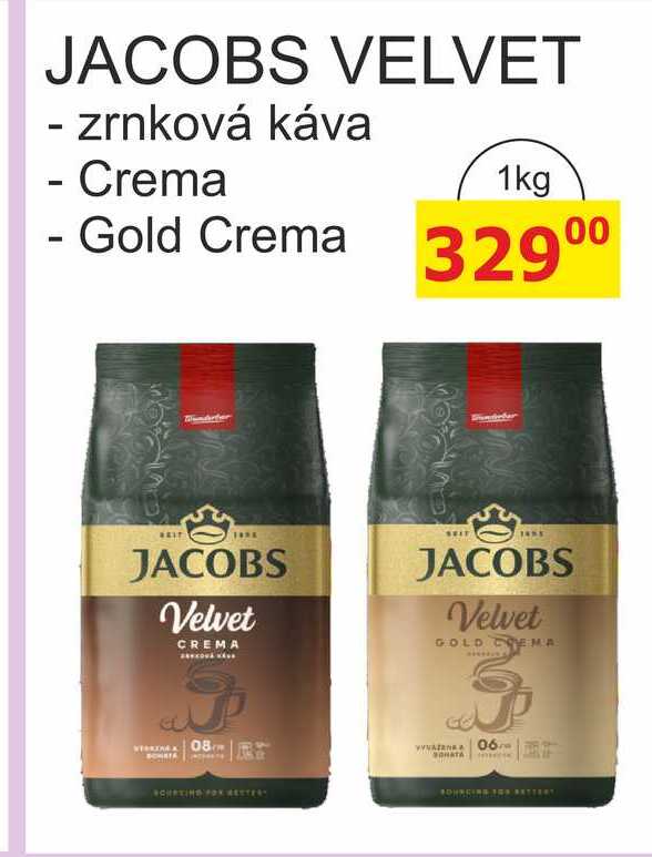 JACOBS VELVET - zrnková káva 1kg