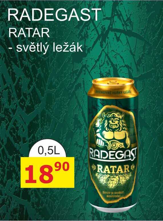 RADEGAST RATAR - světlý ležák 0.5L plech