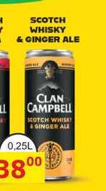 CLAN CAMPBELL SCOTCH WHIT GINGER ALE 0,25L míchaný nápoj
