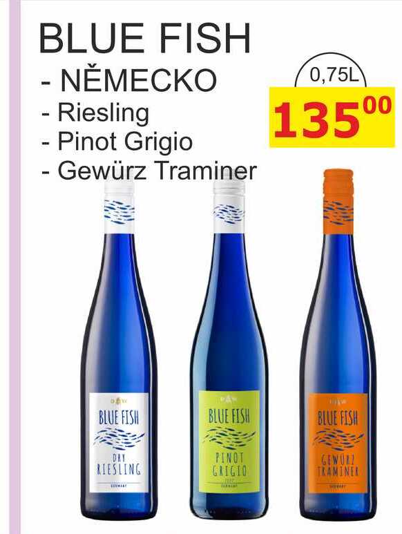 BLUE FISH NĚMECKO - Riesling - Pinot Grigio - Gewürz Traminer 0,75L 
