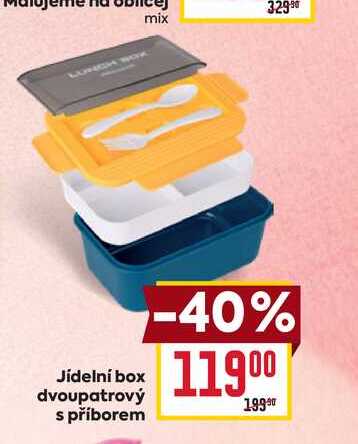 Jídelní box dvoupatrový s příborem 
