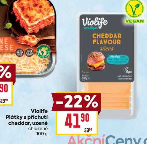 Violife Plátky s příchutí cheddar, uzené chlazené 100g