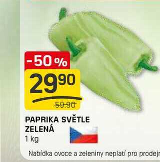 PAPRIKA SVĚTLE ZELENÁ 1 kg 