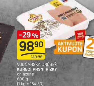 KUŘECÍ PRSNÍ ŘÍZKY chlazené 600 g 